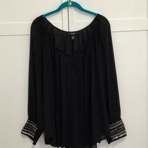 Alfani Black Blouse with Embellished Cuffs
